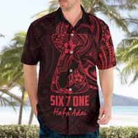 Oxblood Guam Latte Stone Tribal Tattoo Hawaiian Shirt Hafa Adai Six 7 One