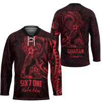 Oxblood Guam Latte Stone Tribal Tattoo Hockey Jersey Hafa Adai Six 7 One - Polynesian Pride