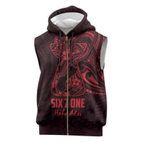 Oxblood Guam Latte Stone Tribal Tattoo Sleeveless Zip Hoodie Hafa Adai Six 7 One - Polynesian Pride