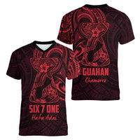 Oxblood Guam Latte Stone Tribal Tattoo Women V-Neck T-Shirt Hafa Adai Six 7 One