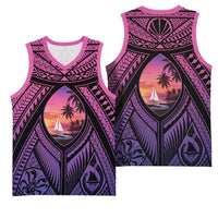 Guam Chamorro Artsy Basketball Jersey Guahan Sunset Beach - Polynesian Pride