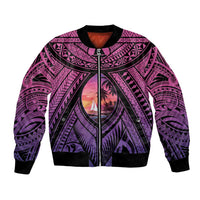 Guam Chamorro Artsy Bomber Jacket Guahan Sunset Beach