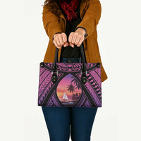 Guam Chamorro Artsy Leather Bag Guahan Sunset Beach - Polynesian Pride