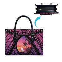 Guam Chamorro Artsy Leather Bag Guahan Sunset Beach - Polynesian Pride