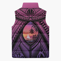 Guam Chamorro Artsy Sleeveless Puffer Jacket Guahan Sunset Beach - Polynesian Pride
