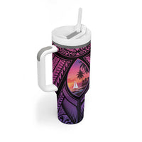Guam Chamorro Artsy Tumbler With Handle Guahan Sunset Beach