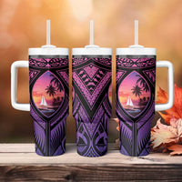 Guam Chamorro Artsy Tumbler With Handle Guahan Sunset Beach