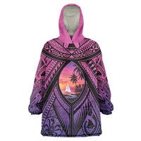 Guam Chamorro Artsy Wearable Blanket Hoodie Guahan Sunset Beach