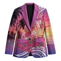 Guam Latte Stone with Map Blazer Bougainvillea Beach Sunset - Polynesian Pride