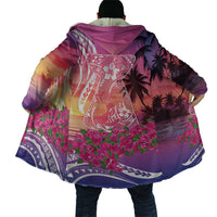 Guam Latte Stone with Map Cloak Bougainvillea Beach Sunset - Polynesian Pride