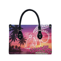 Guam Latte Stone with Map Leather Bag Bougainvillea Beach Sunset - Polynesian Pride