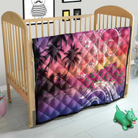 Guam Latte Stone with Map Quilt Bougainvillea Beach Sunset