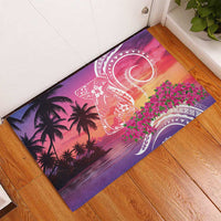 Guam Latte Stone with Map Rubber Doormat Bougainvillea Beach Sunset