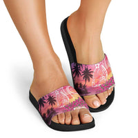 Guam Latte Stone with Map Slide Sandals Bougainvillea Beach Sunset - Polynesian Pride