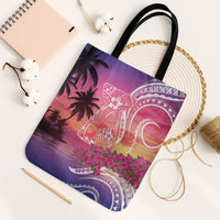 Guam Latte Stone with Map Tote Bag Bougainvillea Beach Sunset - Polynesian Pride