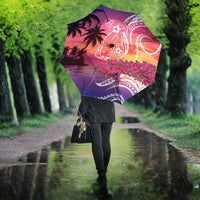 Guam Latte Stone with Map Umbrella Bougainvillea Beach Sunset - Polynesian Pride