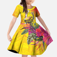 Papua New Guinea Cultural Tropical Flowers Family Matching Mermaid Dress and Hawaiian Shirt