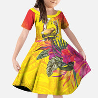 Papua New Guinea Cultural Tropical Flowers Family Matching Off Shoulder Maxi Dress and Hawaiian Shirt