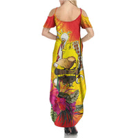 Papua New Guinea Cultural Tropical Flowers Family Matching Summer Maxi Dress and Hawaiian Shirt