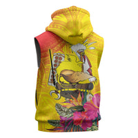 Papua New Guinea Cultural Tropical Flowers Sleeveless Zip Hoodie - Polynesian Pride