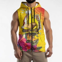 Papua New Guinea Cultural Tropical Flowers Sleeveless Zip Hoodie - Polynesian Pride