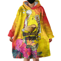 Papua New Guinea Cultural Tropical Flowers Wearable Blanket Hoodie