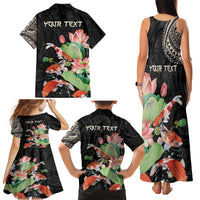 Personalized Japanese Koi Fish Family Matching Tank Maxi Dress and Hawaiian Shirt with Polynesian Pattern