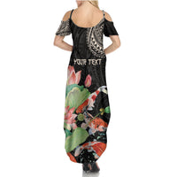 Personalized Japanese Koi Fish Summer Maxi Dress with Polynesian Pattern LT9 - Polynesian Pride