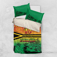 Hapi 45th Indipendens Dei Vanuatu Bedding Set Yumi 1980 with Vanuatuan Beach Landscape