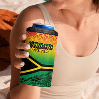 Hapi 45th Indipendens Dei Vanuatu 4 in 1 Can Cooler Tumbler Yumi 1980 with Vanuatuan Beach Landscape