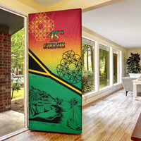 Hapi 45th Indipendens Dei Vanuatu Door Cover Yumi 1980 with Vanuatuan Beach Landscape - Polynesian Pride