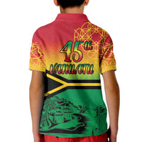 Hapi 45th Indipendens Dei Vanuatu Kid Polo Shirt Yumi 1980 with Vanuatuan Beach Landscape