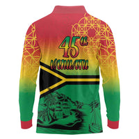 Hapi 45th Indipendens Dei Vanuatu Long Sleeve Polo Shirt Yumi 1980 with Vanuatuan Beach Landscape