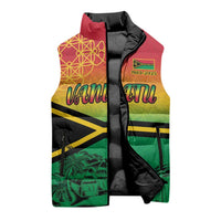 Hapi 45th Indipendens Dei Vanuatu Sleeveless Puffer Jacket Yumi 1980 with Vanuatuan Beach Landscape - Polynesian Pride