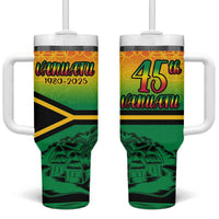 Hapi 45th Indipendens Dei Vanuatu Tumbler With Handle Yumi 1980 with Vanuatuan Beach Landscape