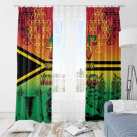 Hapi 45th Indipendens Dei Vanuatu Window Curtain Yumi 1980 with Vanuatuan Beach Landscape