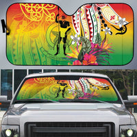 Vanuatu 45th Anniversary Auto Sun Shade Polynesian with Sand Drawing Pattern - Polynesian Pride
