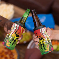 Vanuatu 45th Anniversary 4 in 1 Can Cooler Tumbler Polynesian with Sand Drawing Pattern