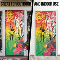 Vanuatu 45th Anniversary Door Cover Polynesian with Sand Drawing Pattern - Polynesian Pride