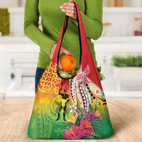 Vanuatu 45th Anniversary Grocery Bag Polynesian with Sand Drawing Pattern