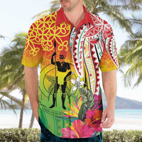 Vanuatu 45th Anniversary Hawaiian Shirt Polynesian with Sand Drawing Pattern