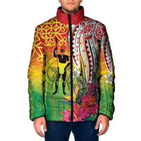 Vanuatu 45th Anniversary Padded Jacket Polynesian with Sand Drawing Pattern - Polynesian Pride