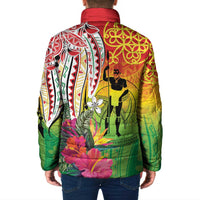 Vanuatu 45th Anniversary Padded Jacket Polynesian with Sand Drawing Pattern - Polynesian Pride