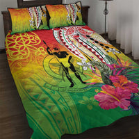 Vanuatu 45th Anniversary Quilt Bed Set Polynesian with Sand Drawing Pattern