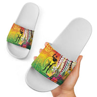 Vanuatu 45th Anniversary Slide Sandals Polynesian with Sand Drawing Pattern - Polynesian Pride