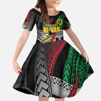 Vanuatu Proud to be Ni-van Personalised Family Matching Mermaid Dress and Hawaiian Shirt with Mutis En Atan Patterns LT9 Daughter's Dress Black - Polynesian Pride