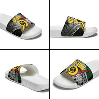 Vanuatu Proud to be Ni-van Personalised Slide Sandals with Mutis En Atan Patterns - Polynesian Pride