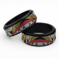 Vanuatu Proud to be Ni-van Spinner Ring with Mutis En Atan Patterns - Polynesian Pride