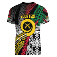 Vanuatu Proud to be Ni-van Personalised Women V-Neck T-Shirt with Mutis En Atan Patterns LT9 - Polynesian Pride