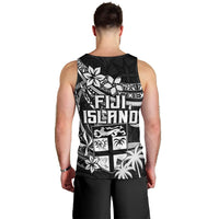 Fiji Islands Men Tank Top Coat of Arms Fijian Flower Polynesian Pattern - Black LT9 - Polynesian Pride